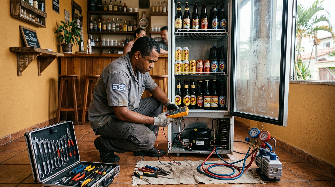 Substituição do termostato de uma cervejeira em Governador Valadares‑MG